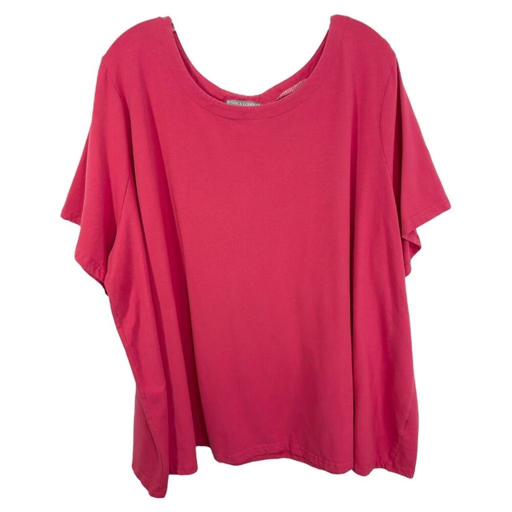 Jessica London 30W 32W Top 3X Hot Pink Short Sleeve Tee Swing Trapeze A Line 938